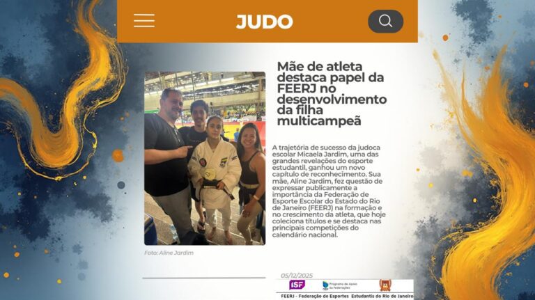 Mãe de atleta destaca papel da FEERJ no desenvolvimento da filha multicampeã

A trajetória de sucesso da judoca escolar Micaela Jardim, uma das grandes revelações do esporte estudantil, ganhou um novo capítulo de reconhecimento. Sua mãe, Aline Jardim, fez questão de expressar publicamente a importância da Federação de Esporte Escolar do Estado do Rio de Janeiro (FEERJ) na formação e no crescimento da atleta, que hoje coleciona títulos e se destaca nas principais competições do calendário nacional.

Sempre presente ao lado da filha nos campeonatos, Aline reforçou que o ambiente competitivo, estruturado e seguro proporcionado pela federação foi fundamental para que Micaela desenvolvesse confiança, disciplina e maturidade dentro e fora do tatame.

Em sua declaração emocionante, a mãe destacou:

“A experiência que vocês proporcionaram a ela foi essencial para o crescimento dela. A minha eterna gratidão a essa instituição, à FEERJ e ao presidente Eduardo Augusto!”

Aline também ressaltou o comprometimento dos profissionais e o cuidado em cada etapa do processo esportivo:

“Faço questão de destacar o papel da federação no desenvolvimento da minha filha. Estar em competições tão bem organizadas, com suporte e respeito aos atletas, fez toda a diferença para que ela chegasse onde está hoje.”

A FEERJ celebra o reconhecimento e reforça seu compromisso em continuar oferecendo oportunidades para centenas de jovens atletas como Micaela, contribuindo para a formação esportiva e cidadã em todo o Estado do Rio de Janeiro.