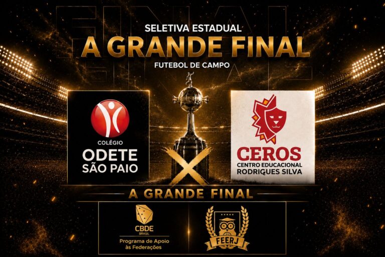 VEM AÍ A GRANDE FINAL! 🏆⚽

A emoção vai tomar conta da Seletiva Estadual Escolar de Futebol de Campo! Chegou o momento decisivo para as equipes masculinas e femininas que lutaram, sonharam e deram tudo de si dentro das quatro linhas em busca da grande conquista.

Será um dia de muita garra, talento, superação e paixão pelo desporto escolar, reunindo jovens atletas que representam não apenas suas escolas, mas também o espírito de dedicação e trabalho em equipe.

🔥 A hora da decisão chegou!
🔥 Quem levantará o troféu?
🔥 Quem garantirá seu nome na história da competição?

Prepare-se para grandes jogos, emoções até o último minuto e uma verdadeira celebração do esporte escolar!

🏟️ A GRANDE FINAL ESTÁ CHEGANDO!
⚽ Futebol Masculino e Feminino
🏆 Seletiva Estadual Escolar @odete.esportes @cerosoficial