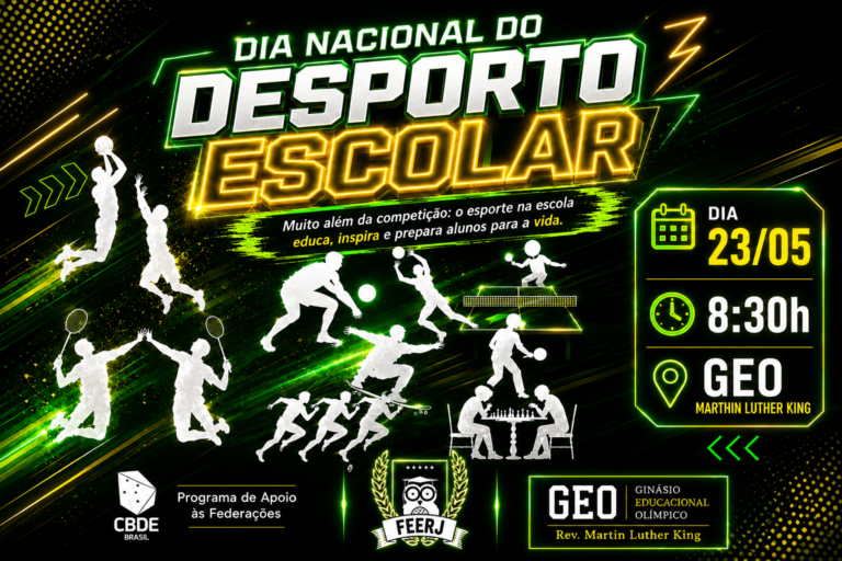 O esporte escolar vai muito além das competições.
Ele transforma vidas, aproxima pessoas, ensina valores e cria memórias para sempre.

O dia 23/05 será mais que especial para o desporto escolar do Rio de Janeiro. Um momento marcado por muita integração, atividades educacionais esportivas, união entre escolas e experiências inesquecíveis para todos os participantes.

Será uma grande celebração do esporte como ferramenta de educação, inclusão, disciplina e inspiração para nossos jovens atletas. 💙💚💛

📍 GEO Rev. Martin Luther King
🕣 8h30
📅 23/05

#DesportoEscolar #FEERJ #CBDE